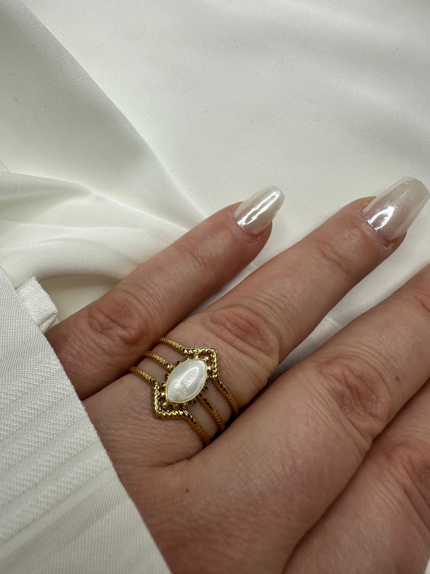 Ring Pearl Stone - aus Edelstahl