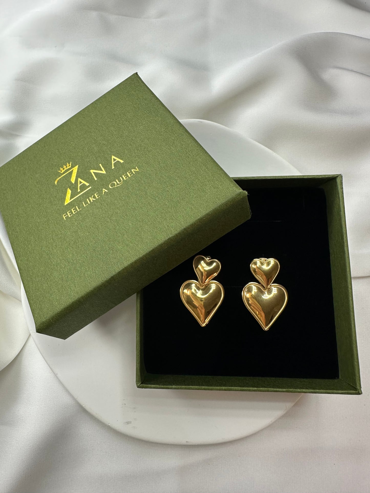 Boucles d'oreilles Duo Love Heart - en acier titane