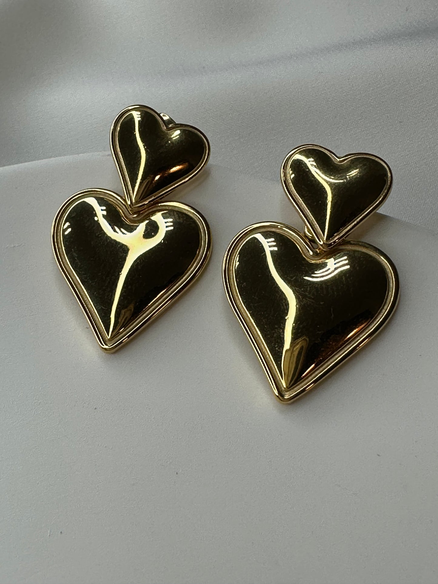Boucles d'oreilles Duo Love Heart - en acier titane