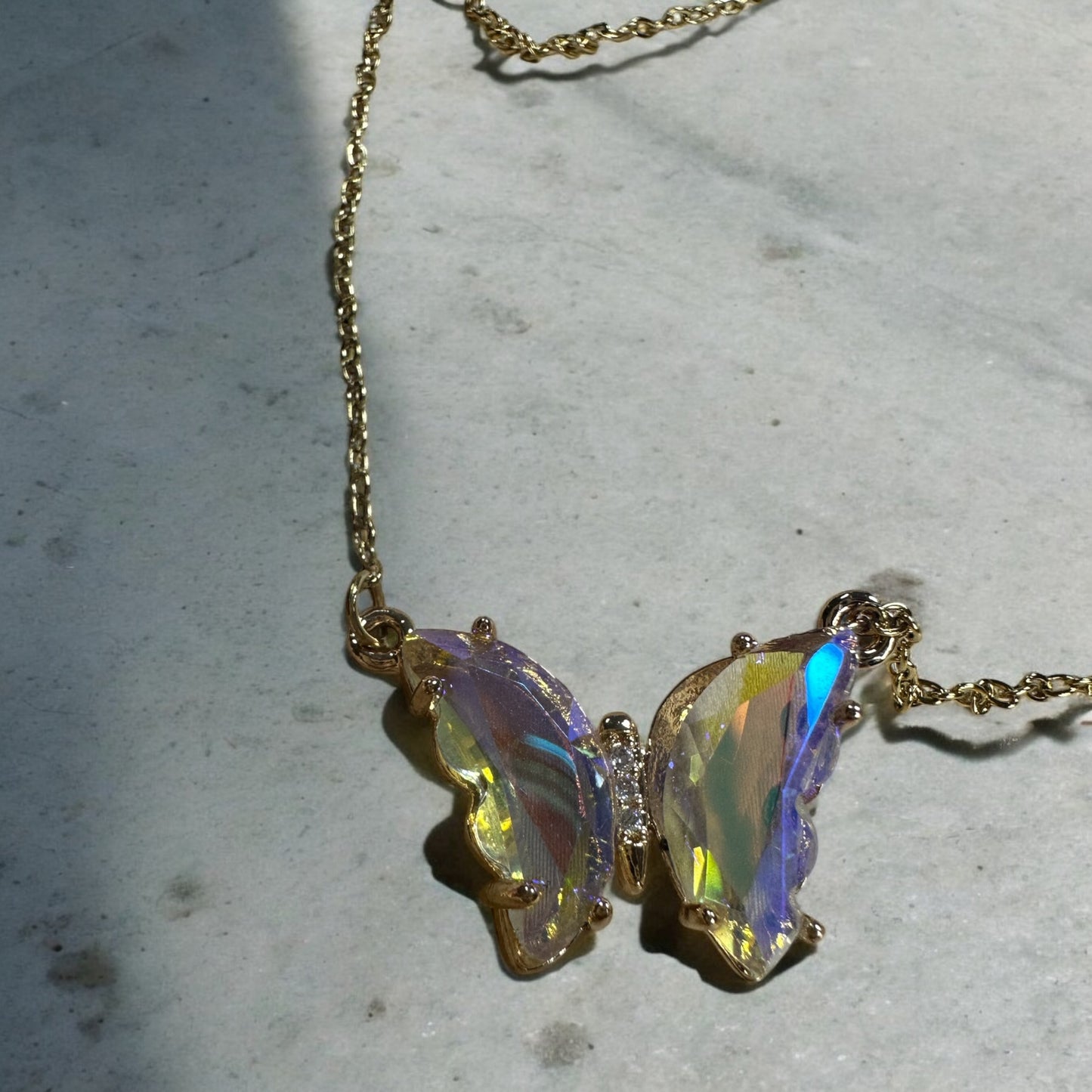 Collier - Butterfly Bliss en acier inoxydable, plaqué or 18 carats