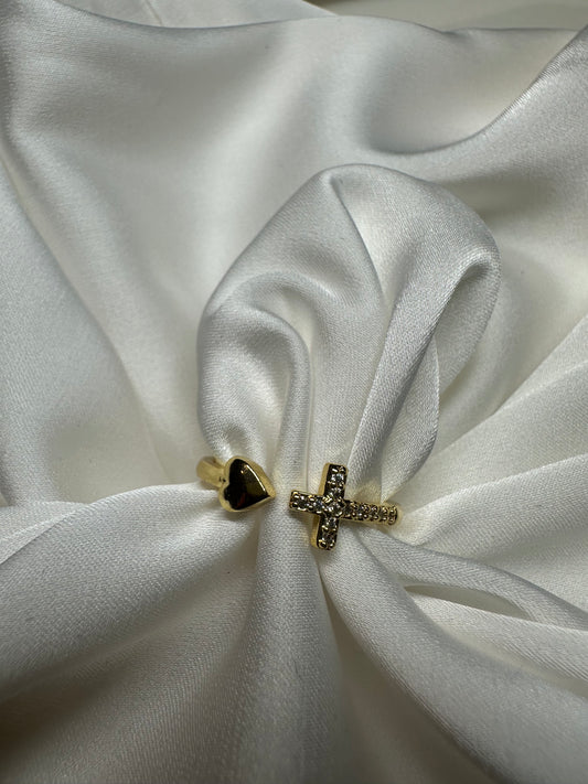 Ring Cross Heart - aus Edelstahl