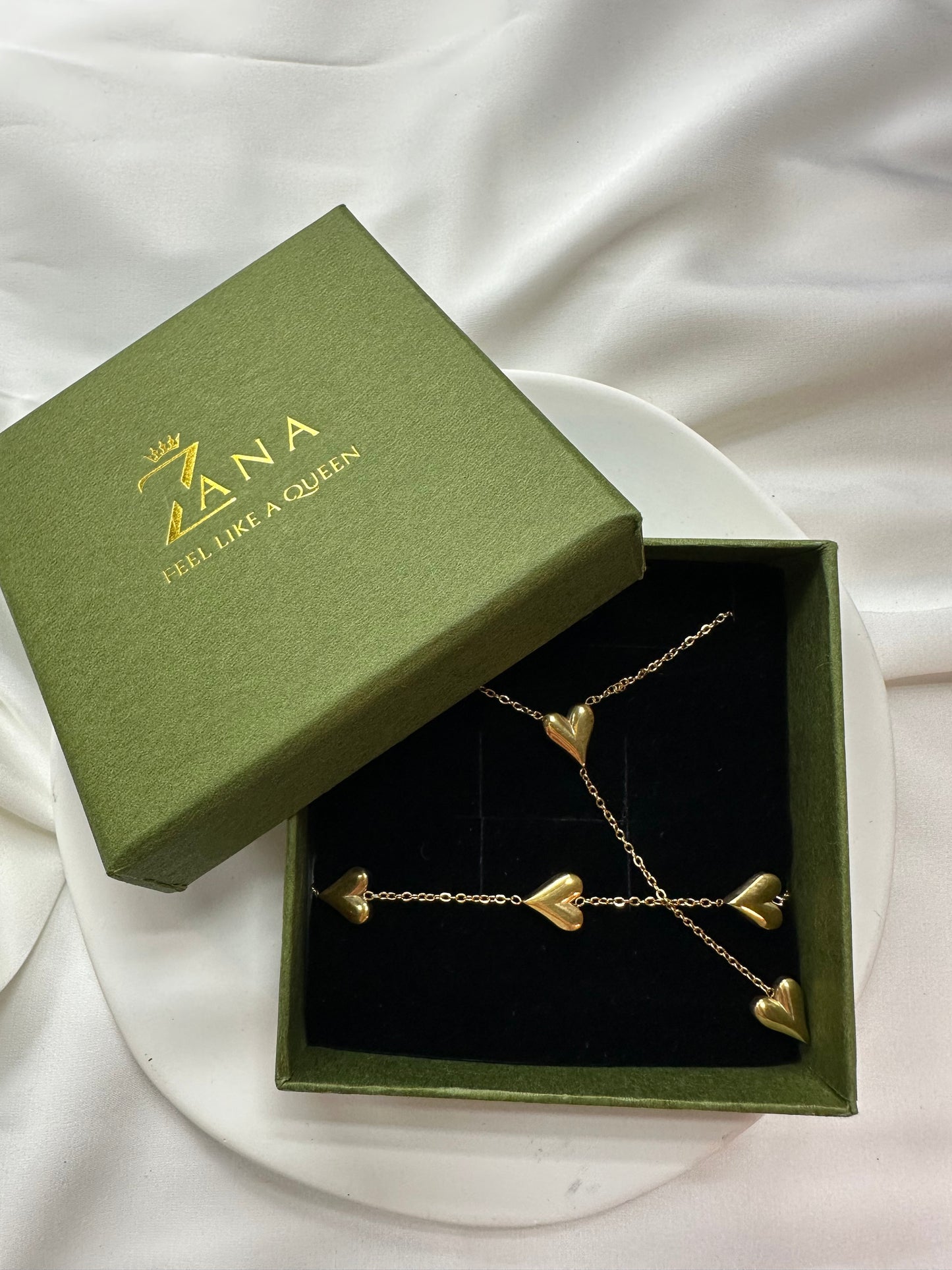Schmuckset Love Heart - aus Edelstahl, 18 Karat vergoldet