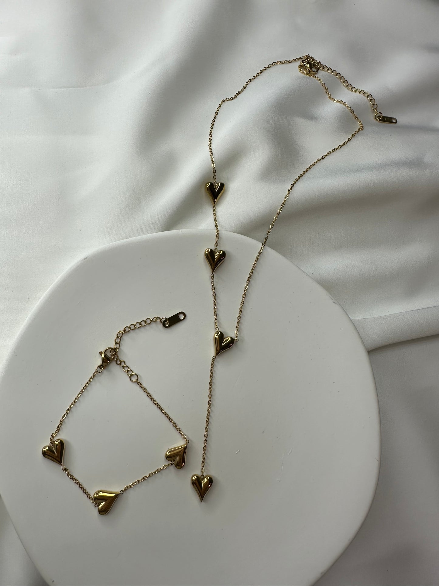 Schmuckset Love Heart - aus Edelstahl, 18 Karat vergoldet