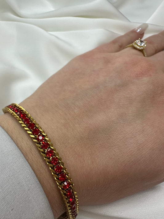 Armband Red Glam - aus Edelstahl, 18 Karat vergoldet