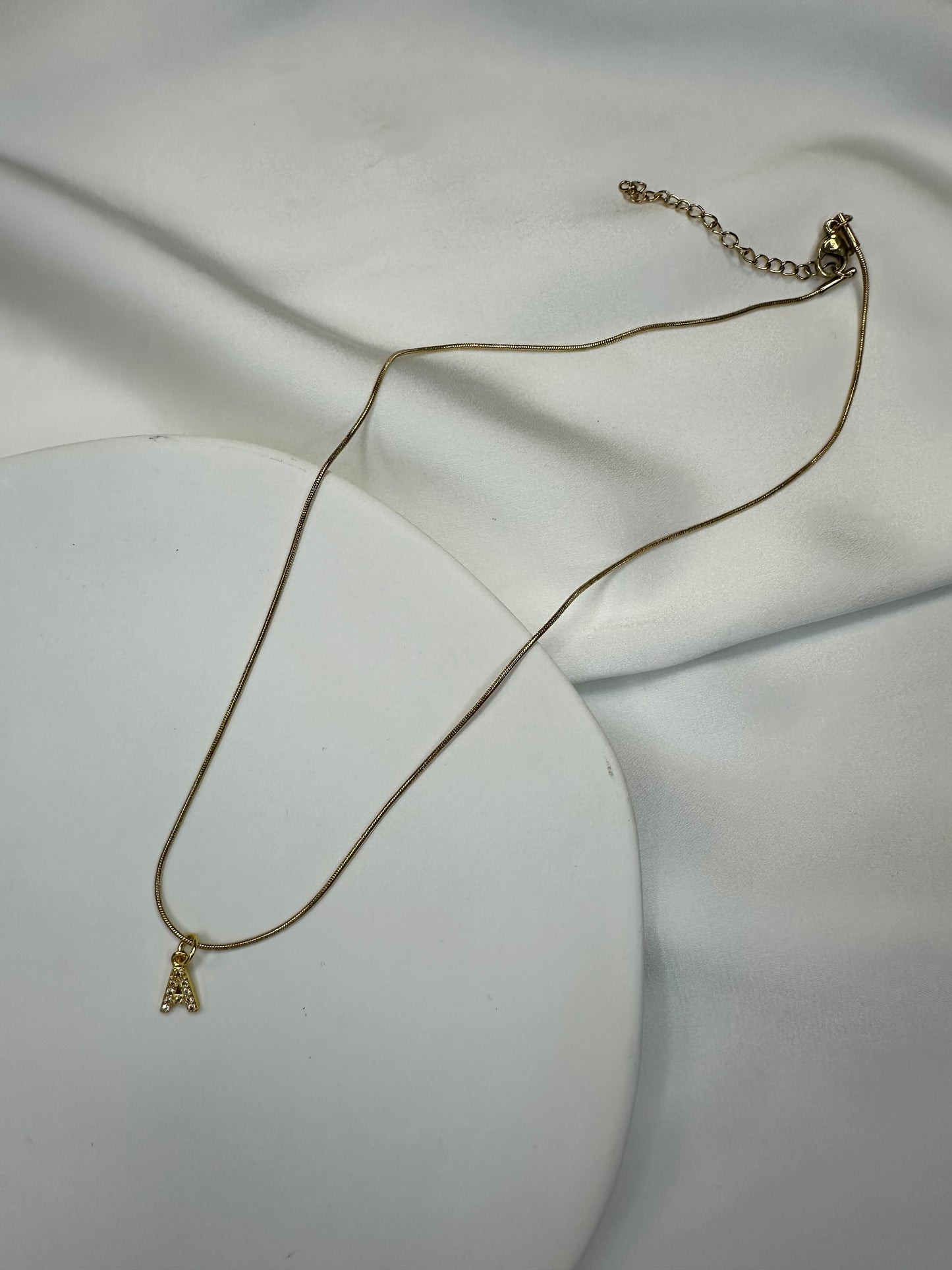 Collier Initiale Scintillant - en acier inoxydable